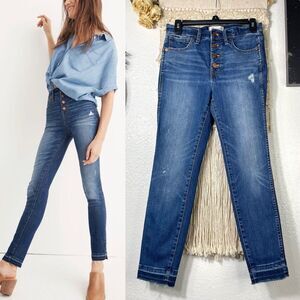 Madewell Jeans 10" High-Rise Skinny Jeans Drop-Hem Edition Button Fly Size 27
